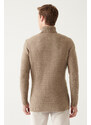 Avva Men's Mink Full Turtleneck Textured Regular Fit Knitwear Sweater