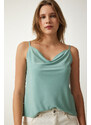 Happiness İstanbul Women's Aqua Green Strappy Collar Sandy Knitted Blouse