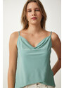 Happiness İstanbul Women's Aqua Green Strappy Collar Sandy Knitted Blouse