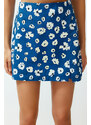 Trendyol Blue Floral Pattern Woven Short Skirt