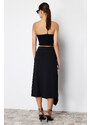 Trendyol Black Asymmetric Cut Out and Slit Detail Maxi Skirt