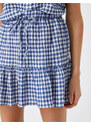 Koton Elastic Waist and Ruffled Mini Checkered Skirt