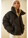 Happiness İstanbul Women's Black Oversized Puffy Coat