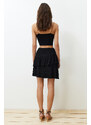 Trendyol Black Textured Skirt Frilly Mini Flexible Skirt