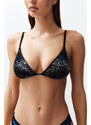 Trendyol Black Triangle Sequined Bikini Top