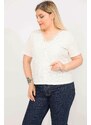 Şans Women's Bone Plus Size Cotton Blouse with Lining and Lace