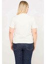 Şans Women's Bone Plus Size Cotton Blouse with Lining and Lace