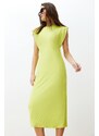 Trendyol Lime Crew Neck Moon Sleeve Midi Knitted Midi Dress