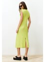 Trendyol Lime Crew Neck Moon Sleeve Midi Knitted Midi Dress