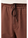 Trendyol Brown Oversize/Wide-Fit Concealed Cord Elastic Waist Cargo Pocket Tag Shorts