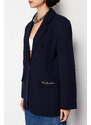 Trendyol Navy Blue Embroidery Detailed Woven Regular Blazer Jacket