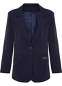 Trendyol Navy Blue Embroidery Detailed Woven Regular Blazer Jacket