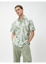 Koton Summer Shirt Floral Printed Classic Collar Short Sleeve Cotton