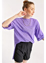 Bigdart 4123 Oversized T-Shirt with a slit - Purple