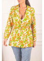 armonika Women's Orange Waist Pleated Oversized Oversized Jacket