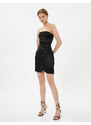 Koton Mini Satin Invitation Dress Strapless Draped