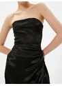 Koton Mini Satin Invitation Dress Strapless Draped