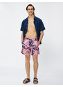 Koton Swimsuit Shorts Leaf Printed Waist Laced Pocket