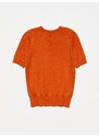 Dilvin 1280 Crew Neck Buttoned Short Sleeve Sweater-Burnt Orange