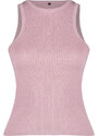 Trendyol Pink Foil/Shiny Fabric Halter Neck Ribbed Elastic Knitted Undershirt