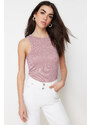 Trendyol Pink Foil/Shiny Fabric Halter Neck Ribbed Elastic Knitted Undershirt