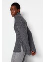 Trendyol Anthracite Wide Pattern Zippered High Collar Knitwear Sweater