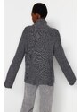 Trendyol Anthracite Wide Pattern Zippered High Collar Knitwear Sweater