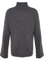 Trendyol Anthracite Wide Pattern Zippered High Collar Knitwear Sweater