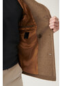 Avva Men's Mink Double Breasted Collar Woolen Cachet Comfort Fit Relaxed Cut Coat