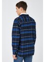 Koton Men's Navy Blue Plaid Shirt