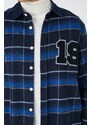 Koton Men's Navy Blue Plaid Shirt