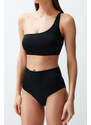 Trendyol Black Single Shoulder High Waist Regular Bikini Set