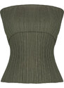 Trendyol Khaki Strapless Premium Yarn/Special Yarn Knitwear Blouse