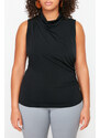 Trendyol Curve Black Gather Detailed Fitted Knitted Blouse