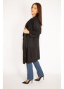 Şans Women's Plus Size Black Loose Collar and Cape