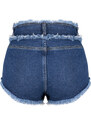 Trendyol Blue Denim Tasseled Denim Shorts & Bermuda