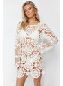 Trendyol Bridal White Mini Knitted Knitwear effect Beach Dress