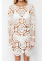 Trendyol Bridal White Mini Knitted Knitwear effect Beach Dress