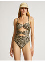 Koton Leopard Patterned Swimsuit Window Detailed Metal Accessories