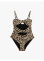 Koton Leopard Patterned Swimsuit Window Detailed Metal Accessories