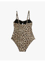 Koton Leopard Patterned Swimsuit Window Detailed Metal Accessories