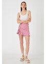 Koton Pleated Patterned Mini Skirt