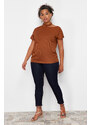 Trendyol Curve Brown Crew Neck Knitted Blouse