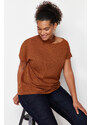 Trendyol Curve Brown Crew Neck Knitted Blouse