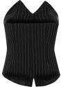 Trendyol Limited Edition Black Fitted Polyviscon Striped Vest