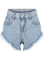 Trendyol Blue Denim Tasseled Denim Shorts & Bermuda