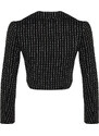 Trendyol Black Crop Silvery Tweed Woven Blazer Jacket