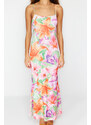 Trendyol Multi Color Floral Bodycone/Sleeping Strap Maxi Stretchy Knitted Maxi Dress