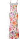 Trendyol Multi Color Floral Bodycone/Sleeping Strap Maxi Stretchy Knitted Maxi Dress