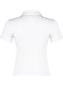 Trendyol White Polo Collar Buttoned Short Sleeve Flexible Ribbed Knitted Knitted Blouse